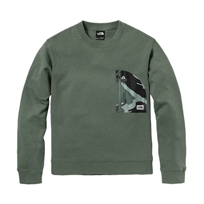 TNF Green Pullover Sweatshirt with Front Zip Pocket NF0A5AZU-V1T