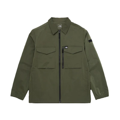 TNF Green Utility Shirt Jacket with Zipper and Pockets NJ3BN05B