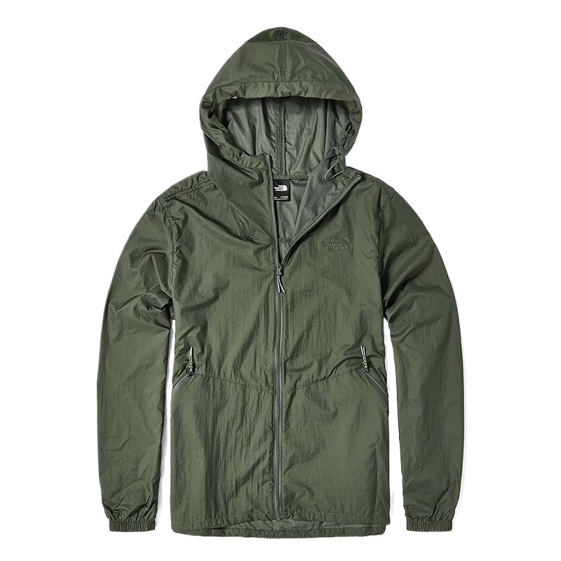 TNF Green Water-Resistant Windbreaker Jacket with Hood NF0A49A1-NYC