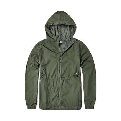 TNF Green Water-Resistant Windbreaker Jacket with Hood NF0A49A1-NYC