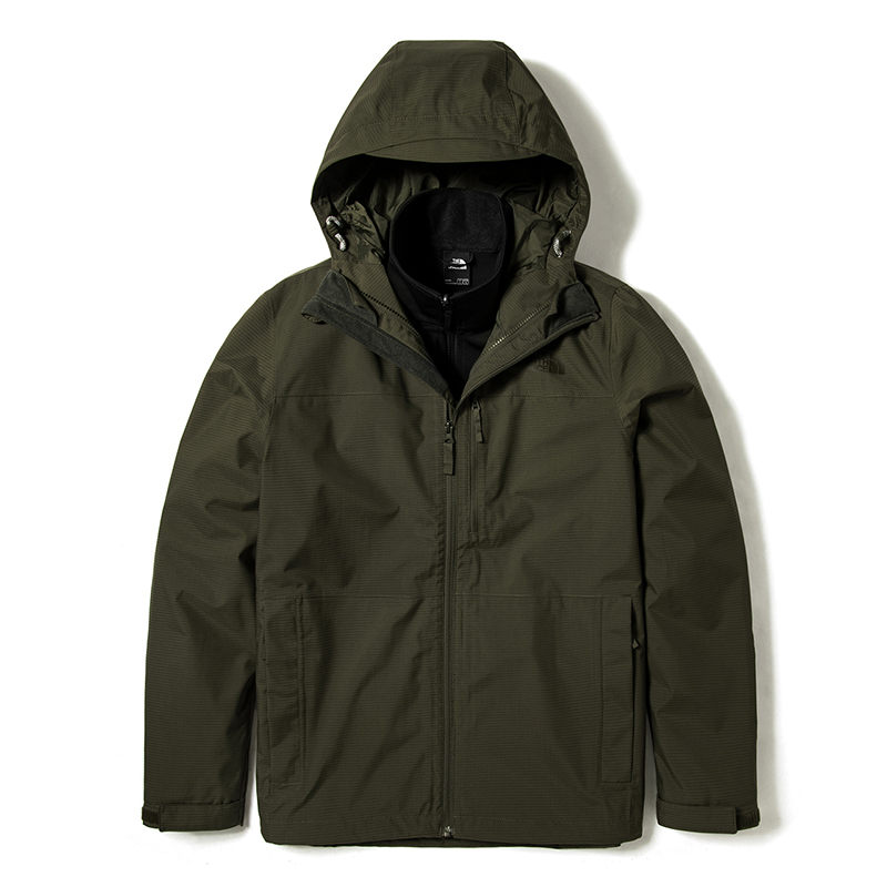 TNF Green Waterproof Logo Print Hooded Outdoor Jacket NF0A4R2H-BQW