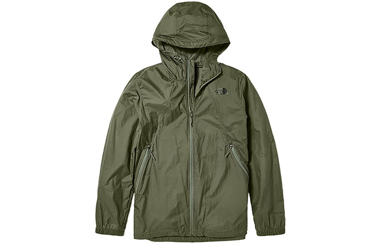 TNF Green Windproof Water-Resistant Hooded Outdoor Jacket NF0A4NEE-7D6