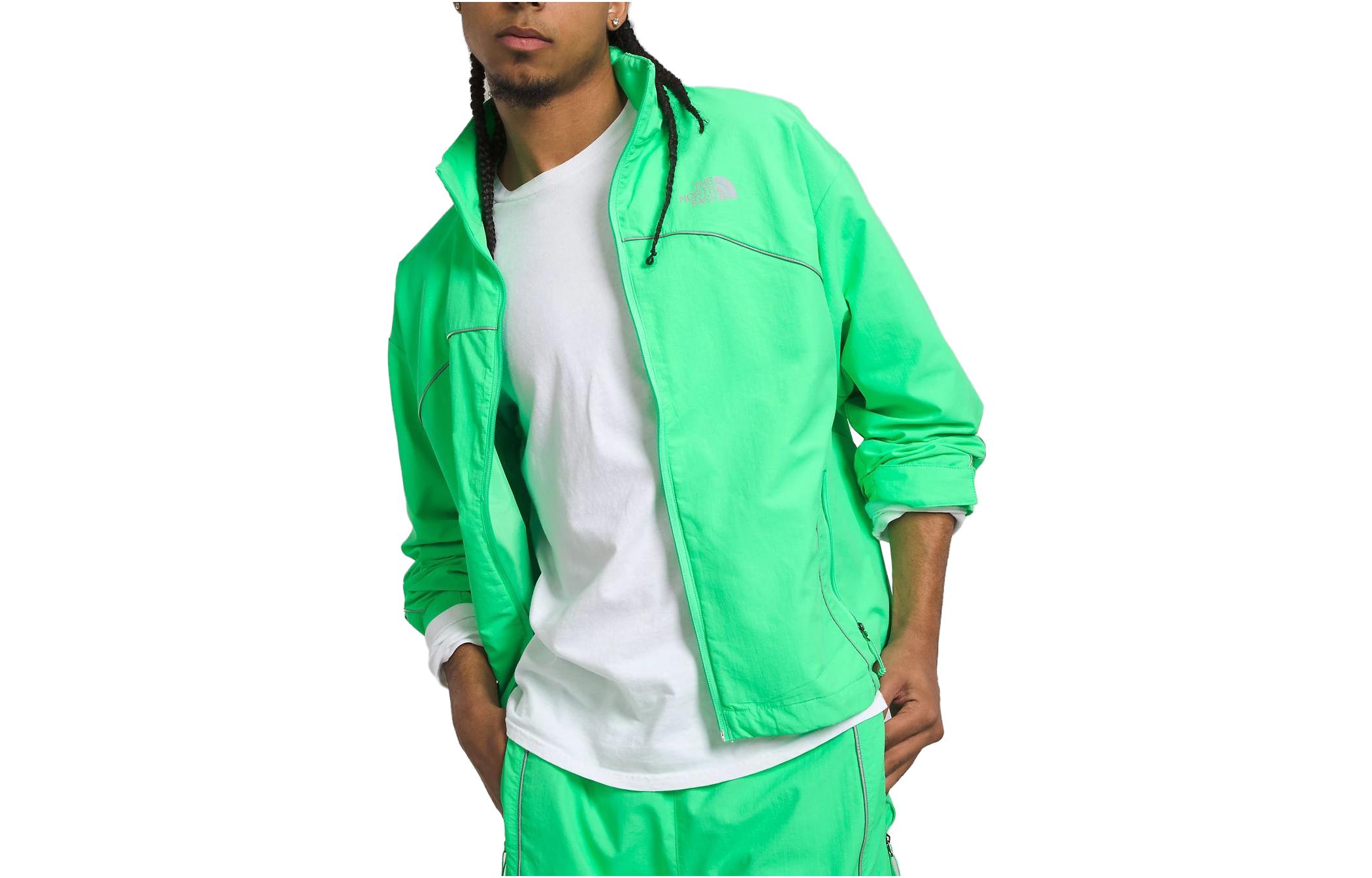 TNF Green Zip-Up Jacket with Logo Print and Stand Collar NFOA832L-8YK