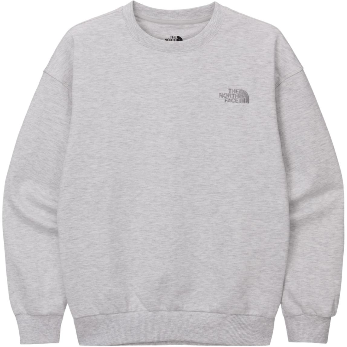 TNF Grey Crewneck Pullover Sweatshirt with Logo Print NM5MQ54J