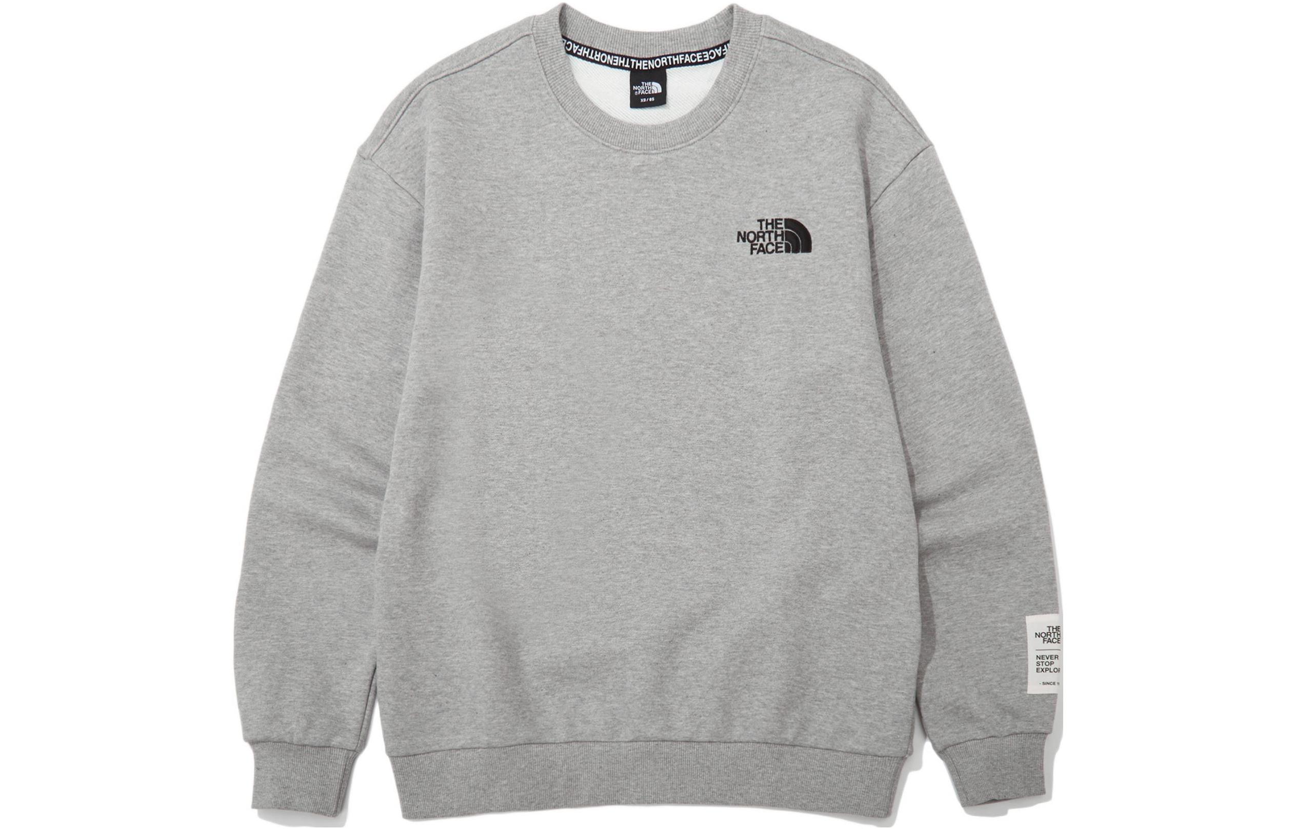 TNF Grey Crewneck Sweatshirt with Logo Print and Embroidered Cuffs NM5MN55C