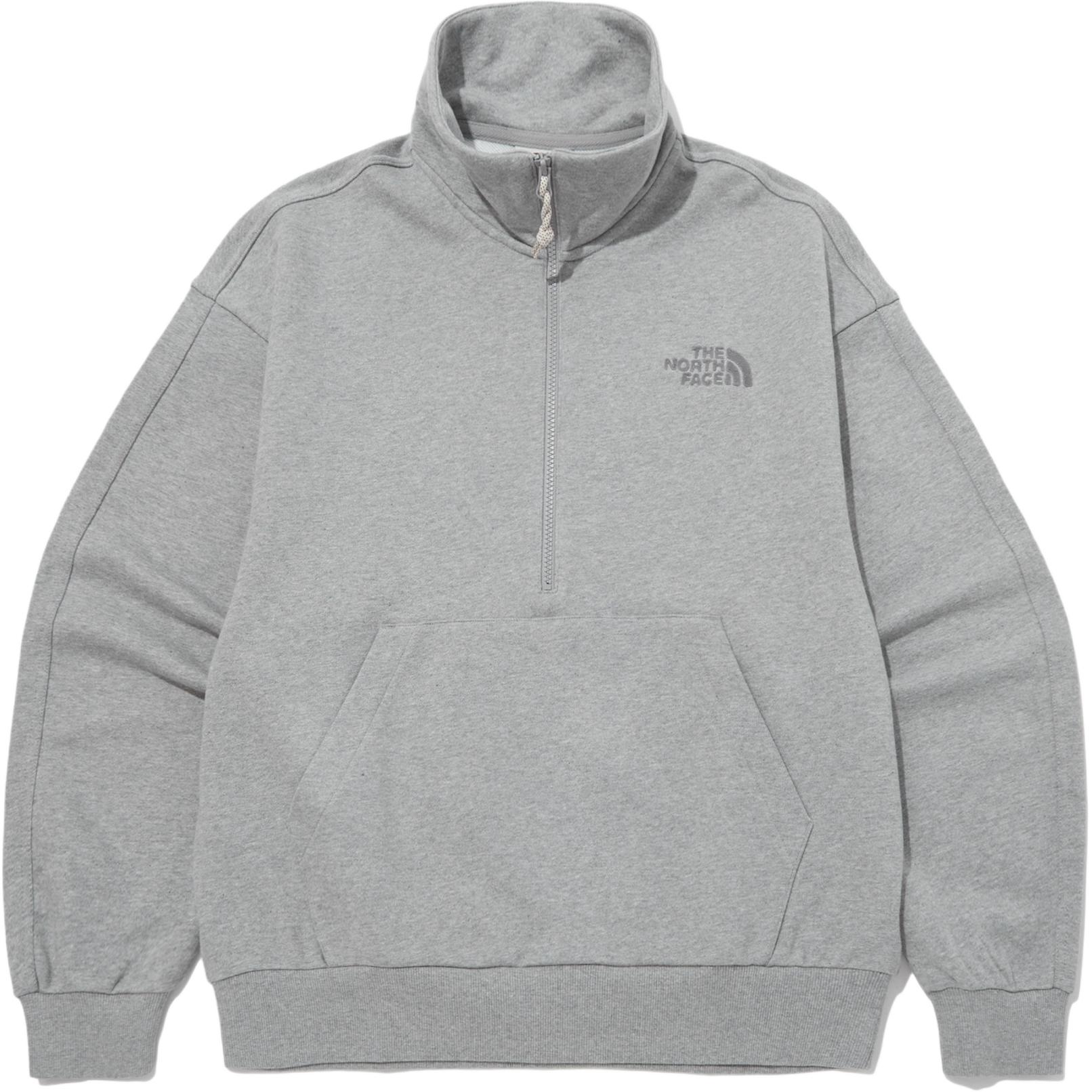 TNF Grey Half-Zip Retro Pullover with Logo - Unisex NM5MP52K