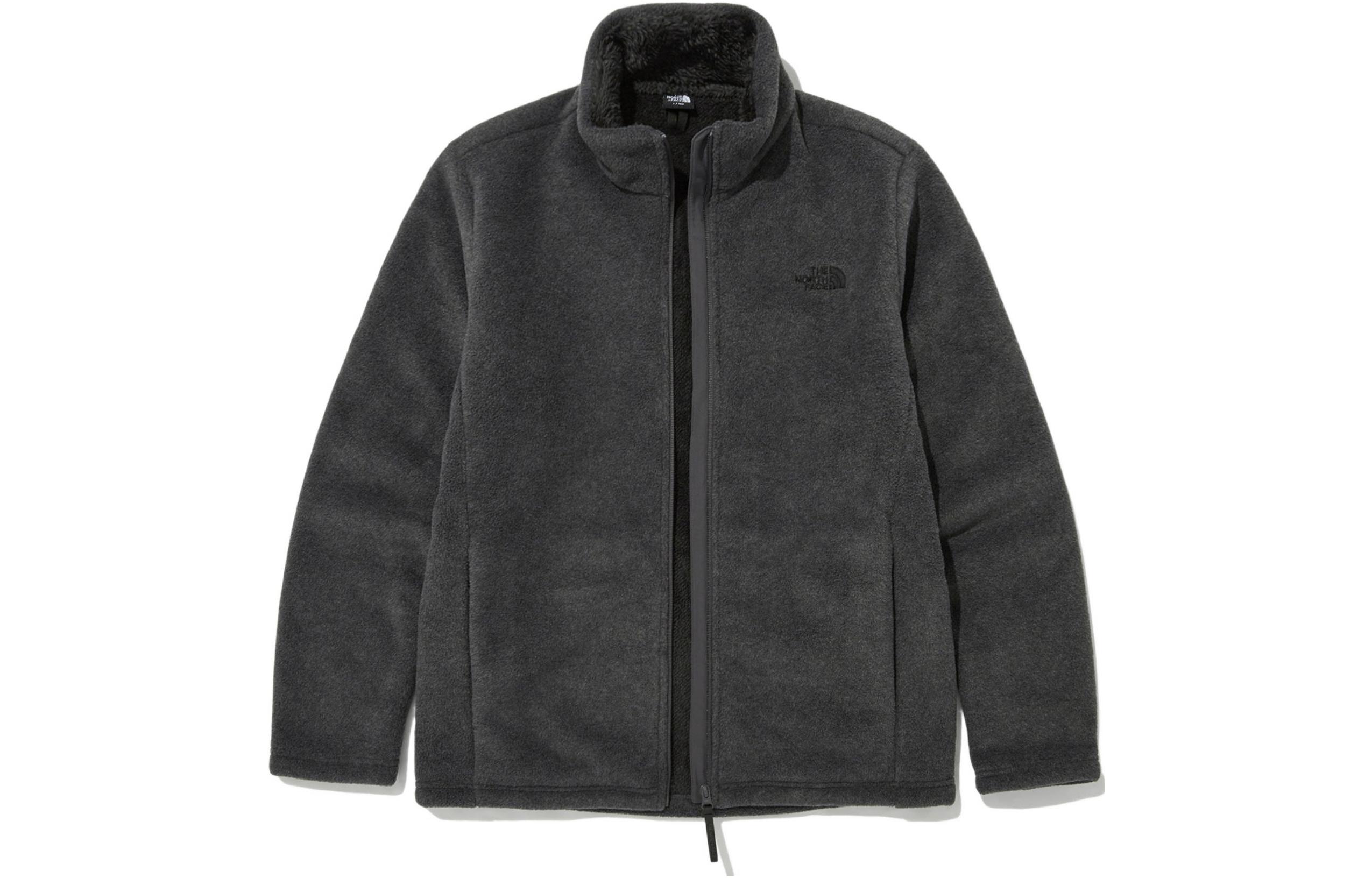 TNF Grey Logo Embroidered Zip-Up Stand Collar Jacket Unisex NJ4FN60B