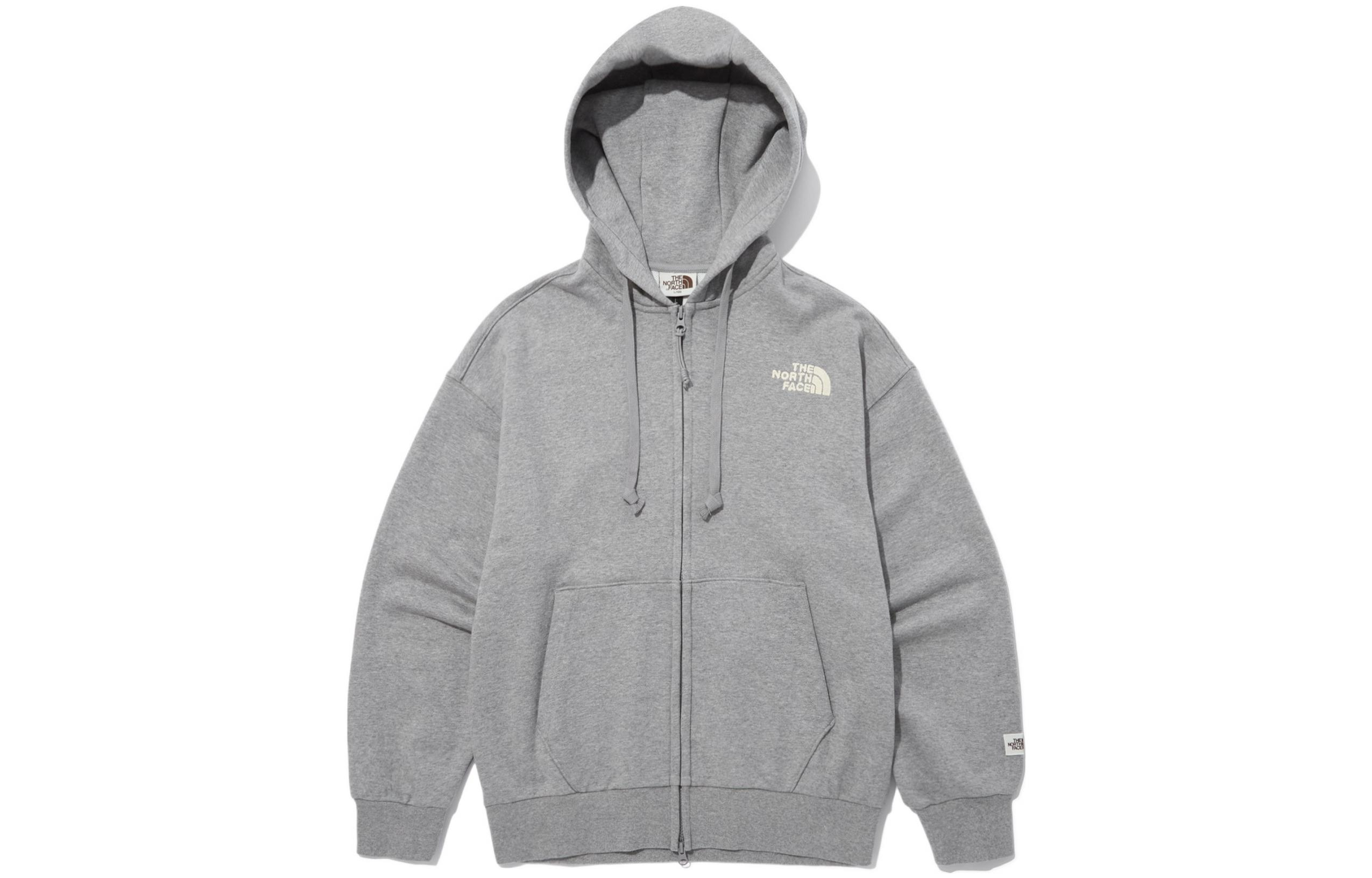 TNF Grey Logo Print Drawstring Zip-Up Hoodie NJ5JN51K