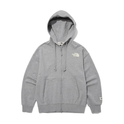 TNF Grey Logo Print Drawstring Zip-Up Hoodie NJ5JN51K