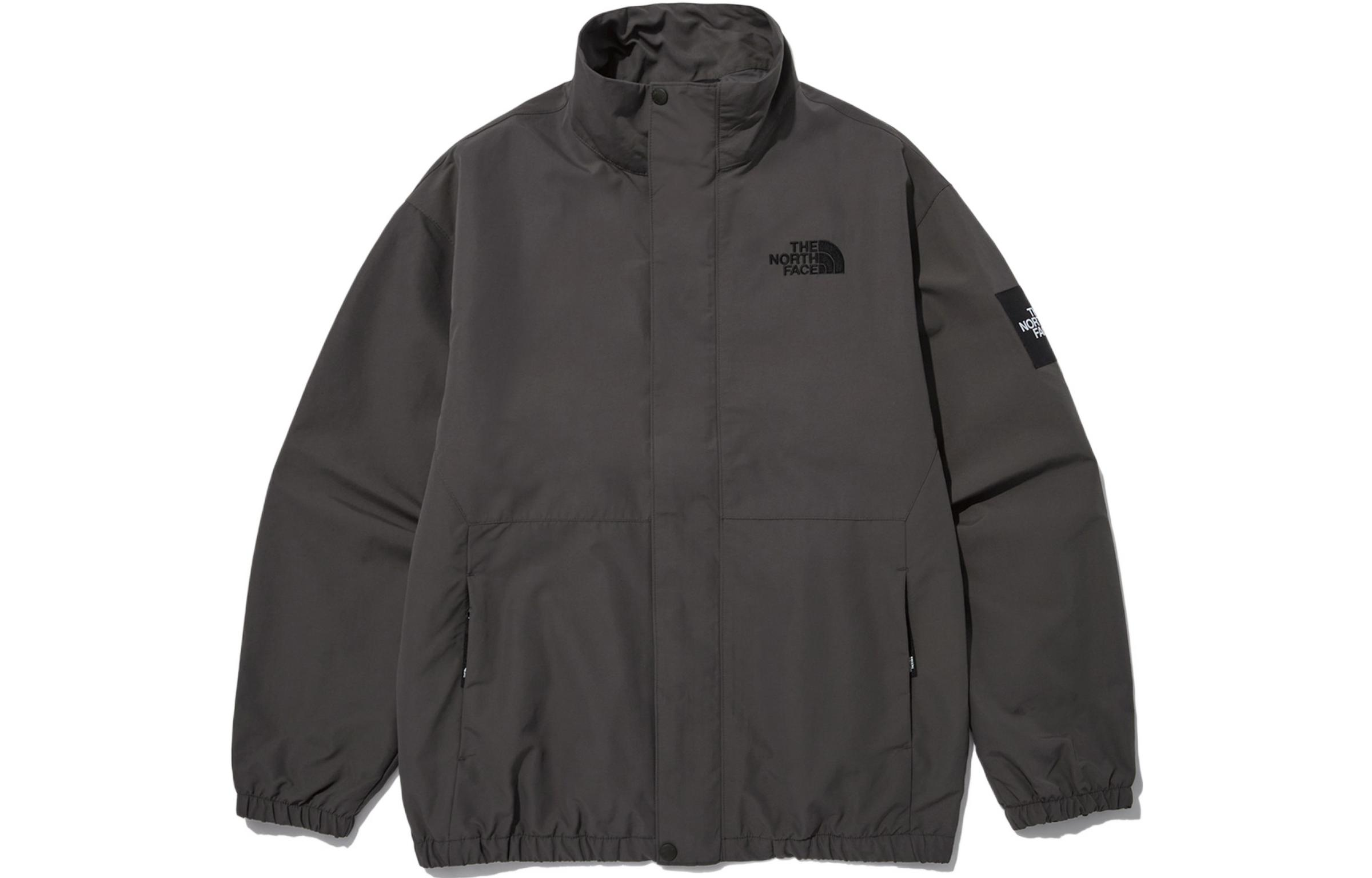 TNF Grey Logo Print High-Neck Zip Jacket Unisex NJ3BN54K