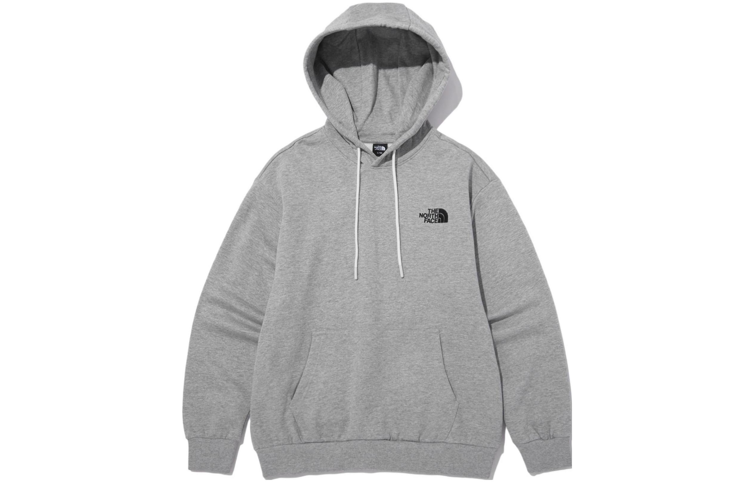 TNF Grey Logo Print Hooded Pullover Sweatshirt NM5PN90C