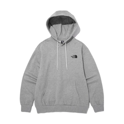 TNF Grey Logo Print Hooded Pullover Sweatshirt NM5PN90C
