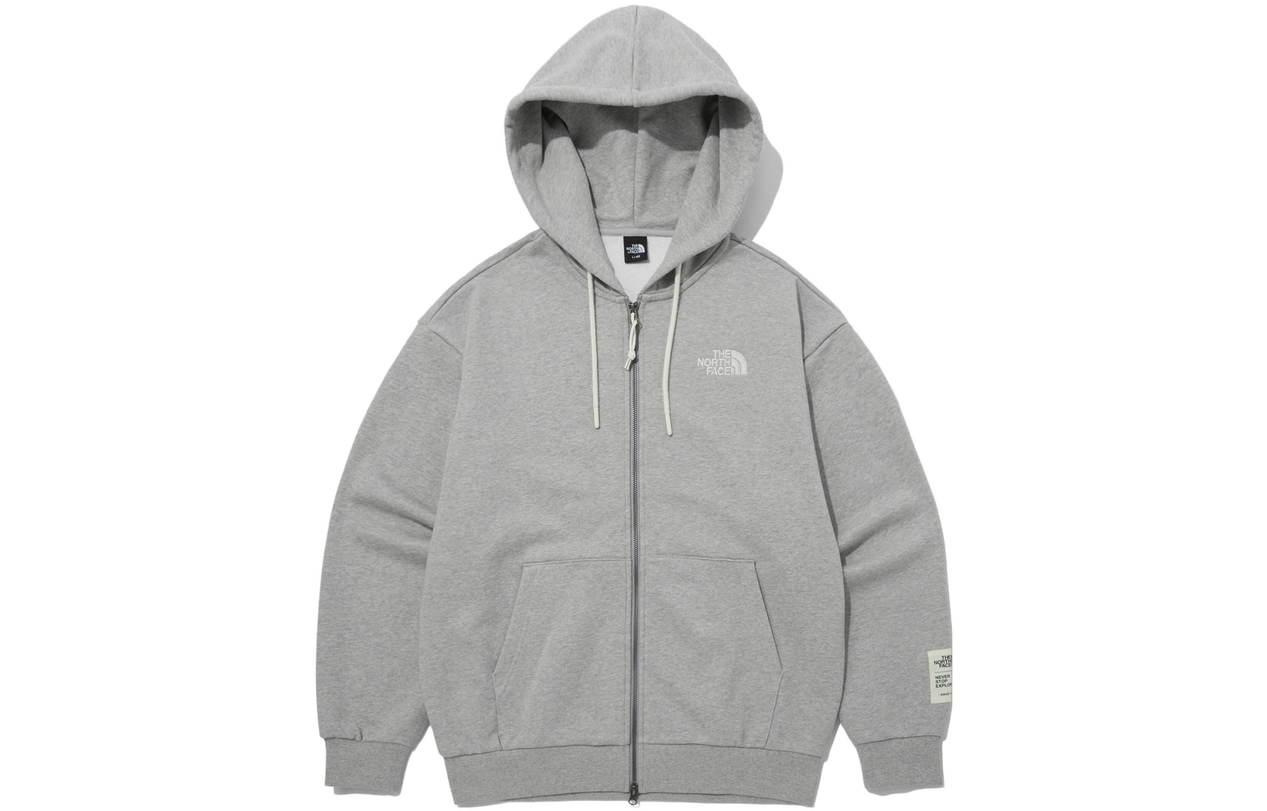 TNF Grey Logo Print Hooded Zip Jacket NJ5JP80B