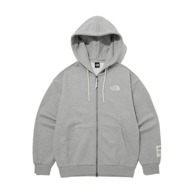 TNF Grey Logo Print Hooded Zip Jacket NJ5JP80B