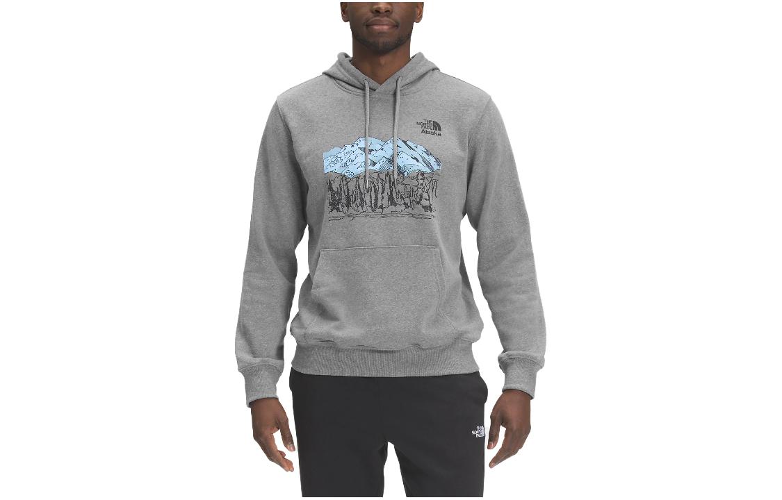 TNF Grey Logo Print Hoodie NF0A7UYQ-HLI