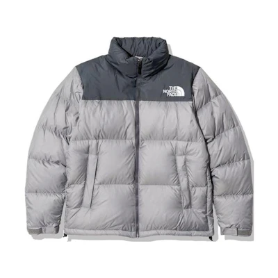 TNF Grey Nuptse Down Jacket with Logo, Packable ND92234-VM-1