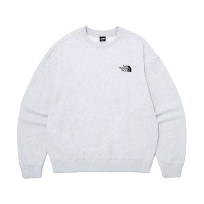 TNF Grey Solid Color Logo Long-Sleeve Sweatshirt NM5MQ03B