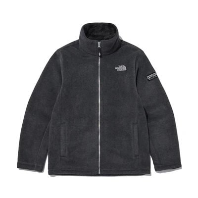 TNF Grey Solid Logo Embroidered Stand Collar Jacket NJ4FN58K
