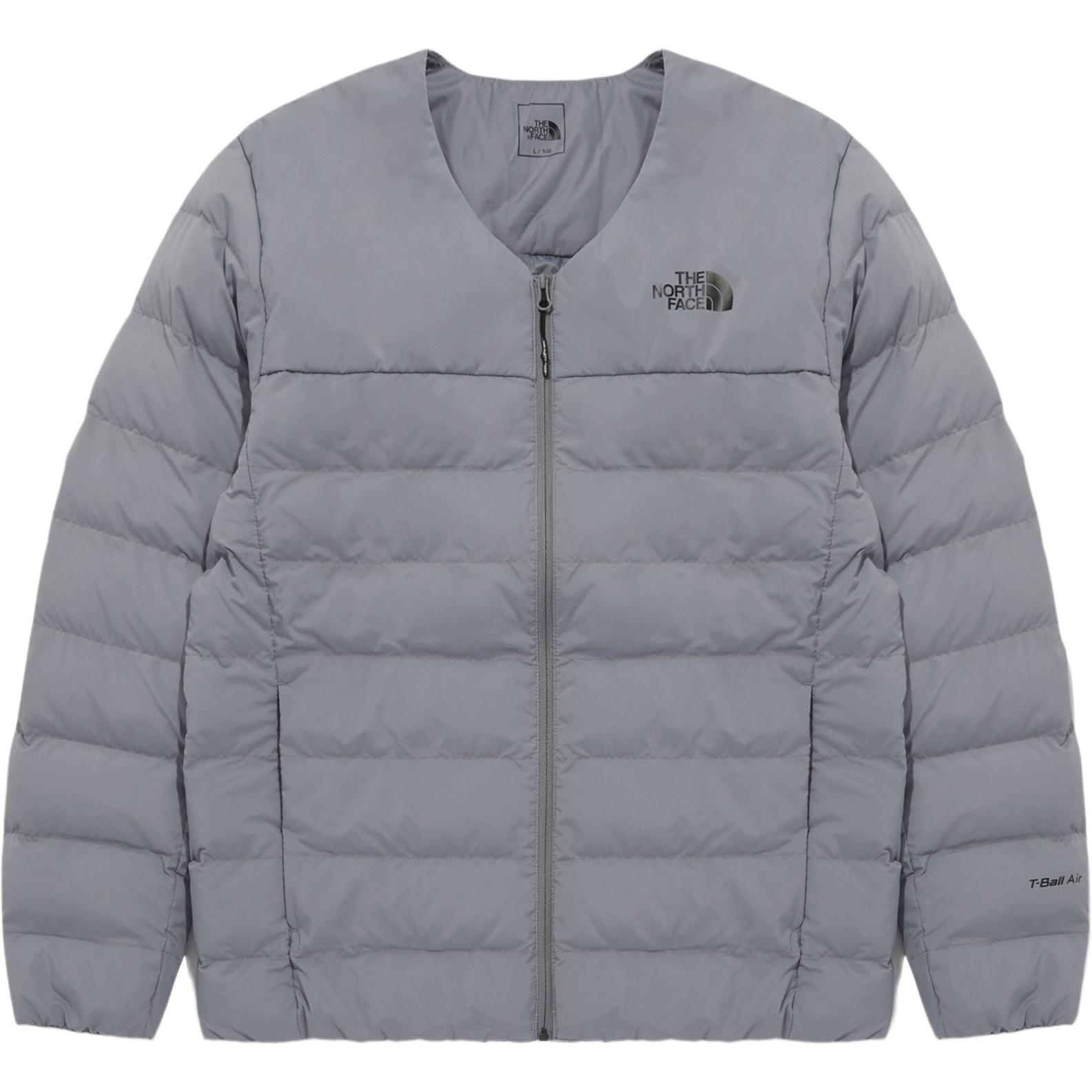 The North Face Grey V-Neck Zip-Up Logo Print Long Sleeve Cotton Jacket NJ3NQ58C