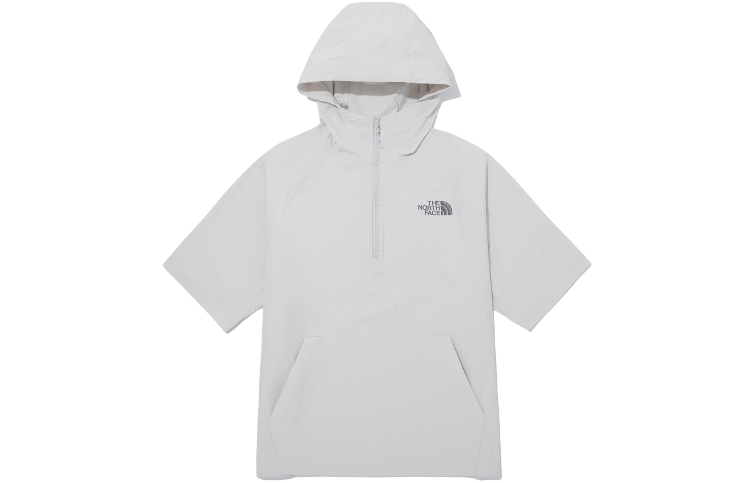 TNF Half-Zip Hooded Loose Short-Sleeve Sweatshirt Gray NM5QQ01K