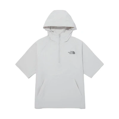 TNF Half-Zip Hooded Loose Short-Sleeve Sweatshirt Gray NM5QQ01K