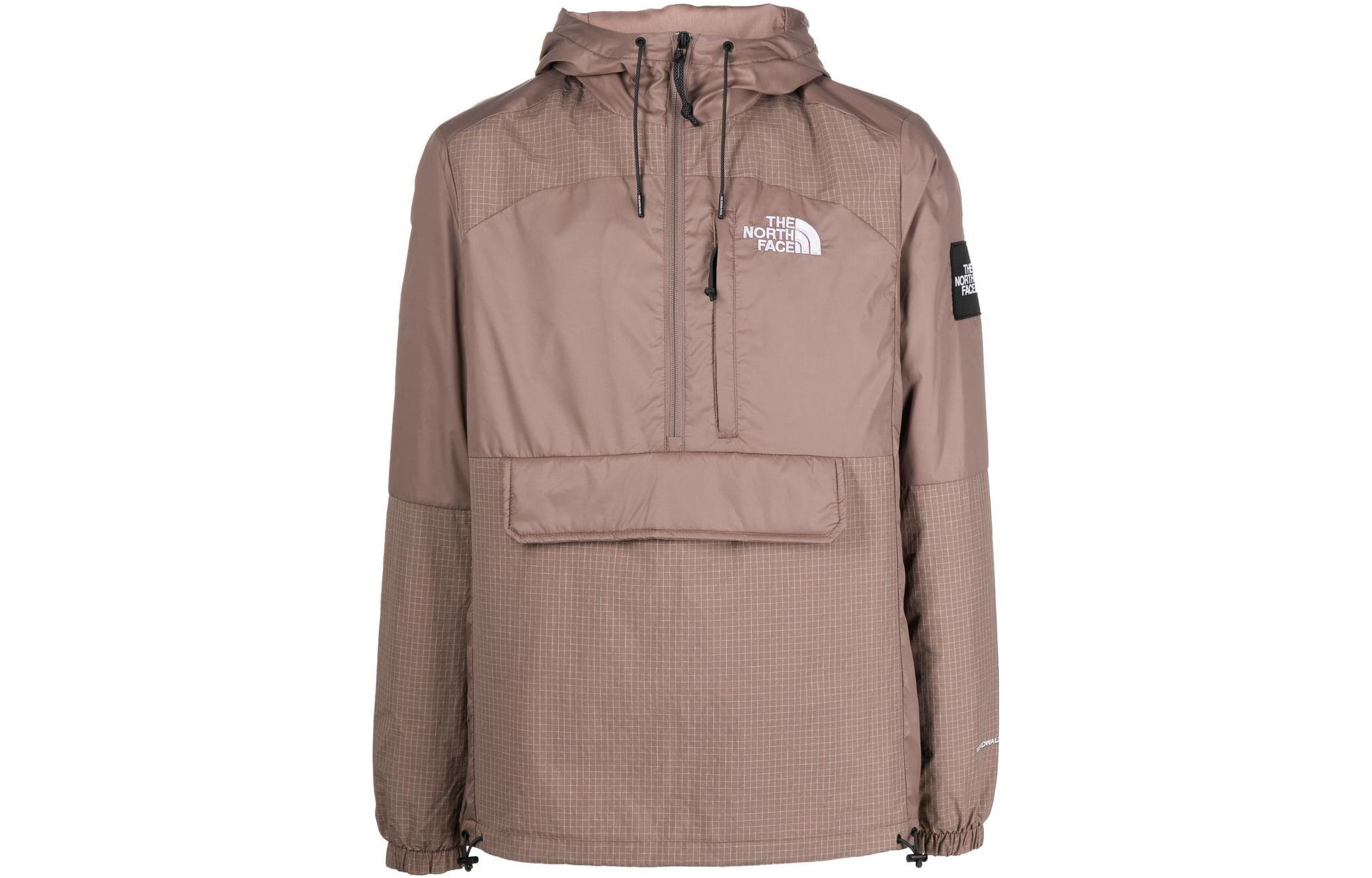 TNF Half-Zip Hoodie Jacket Grey Brown with Logo Patch Embroidery NF0A7X3H-EFU
