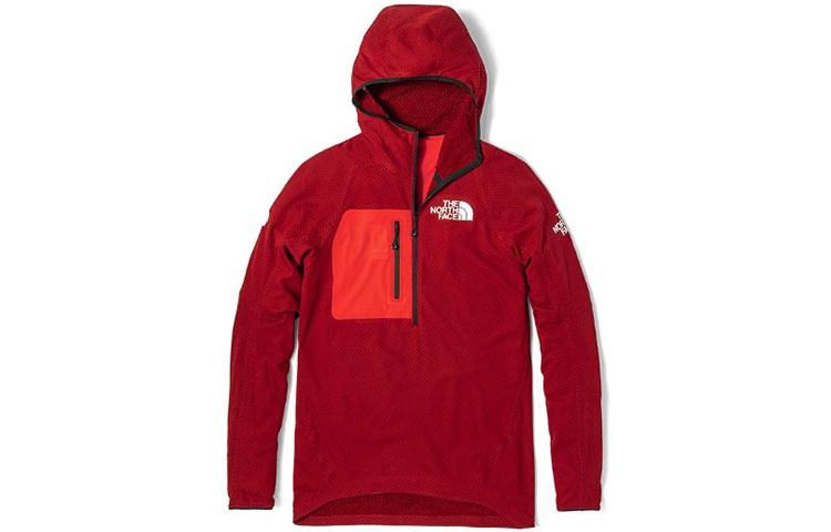 TNF Half-Zip Hoodie Jacket with Logo Pocket Red NF0A4R4G-619