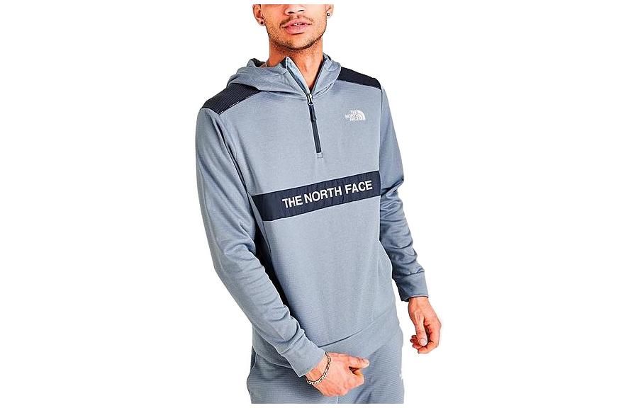 TNF Half-Zip Pullover Hoodie with Logo Print - Gray NF0A82DI-030