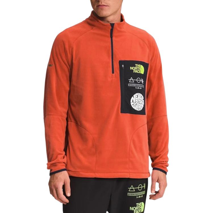 The North Face Half-Zip Pullover Sweatshirt Orange with Logo Print NF0A7USD-SV6