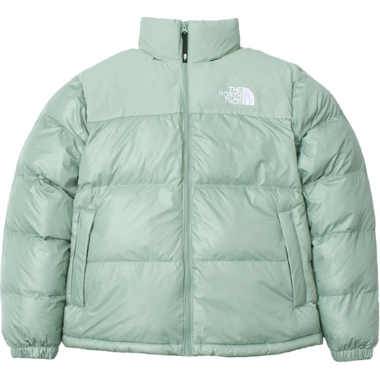 The North Face High-Neck Logo Jacket Unisex Light Green Cotton Coat NJ3NQ53D