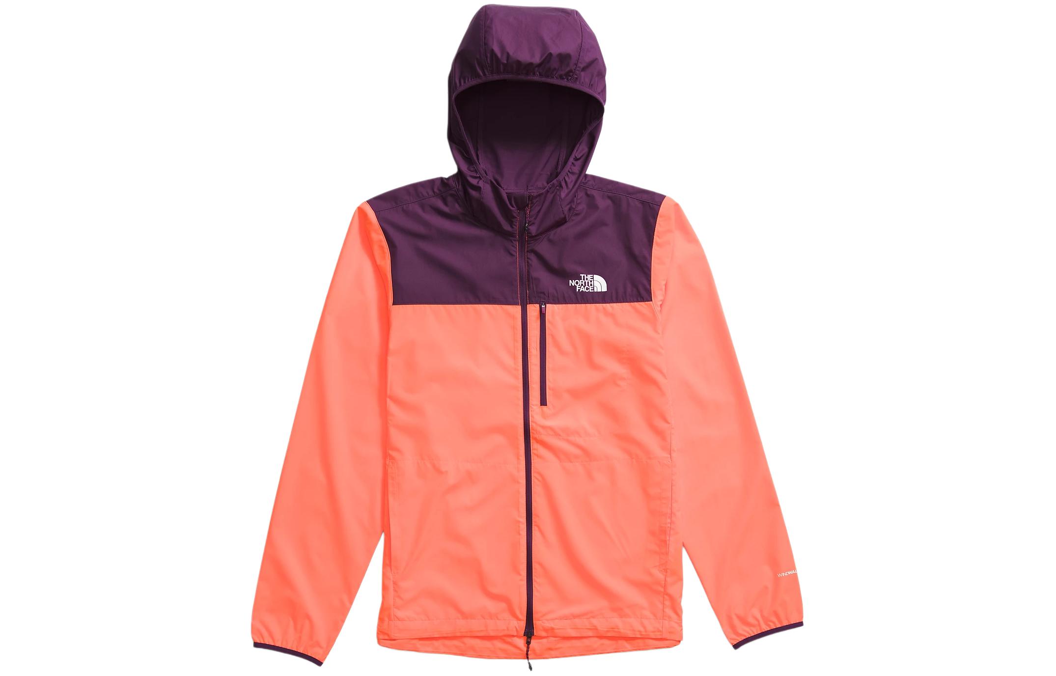 TNF Higher Run Wind Jacket Colorblock Hoodie Orange NF0A8727-TOV