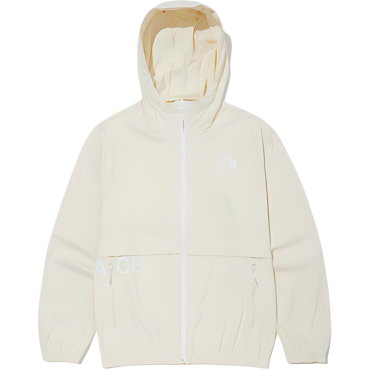 TNF Ice Run Cream Logo Hoodie Jacket Cream Color NJ3BN05M