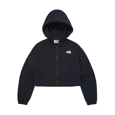 TNF Ice Run Jacket Black Loose-Fit Hooded Short Jacket NJ3BQ33K