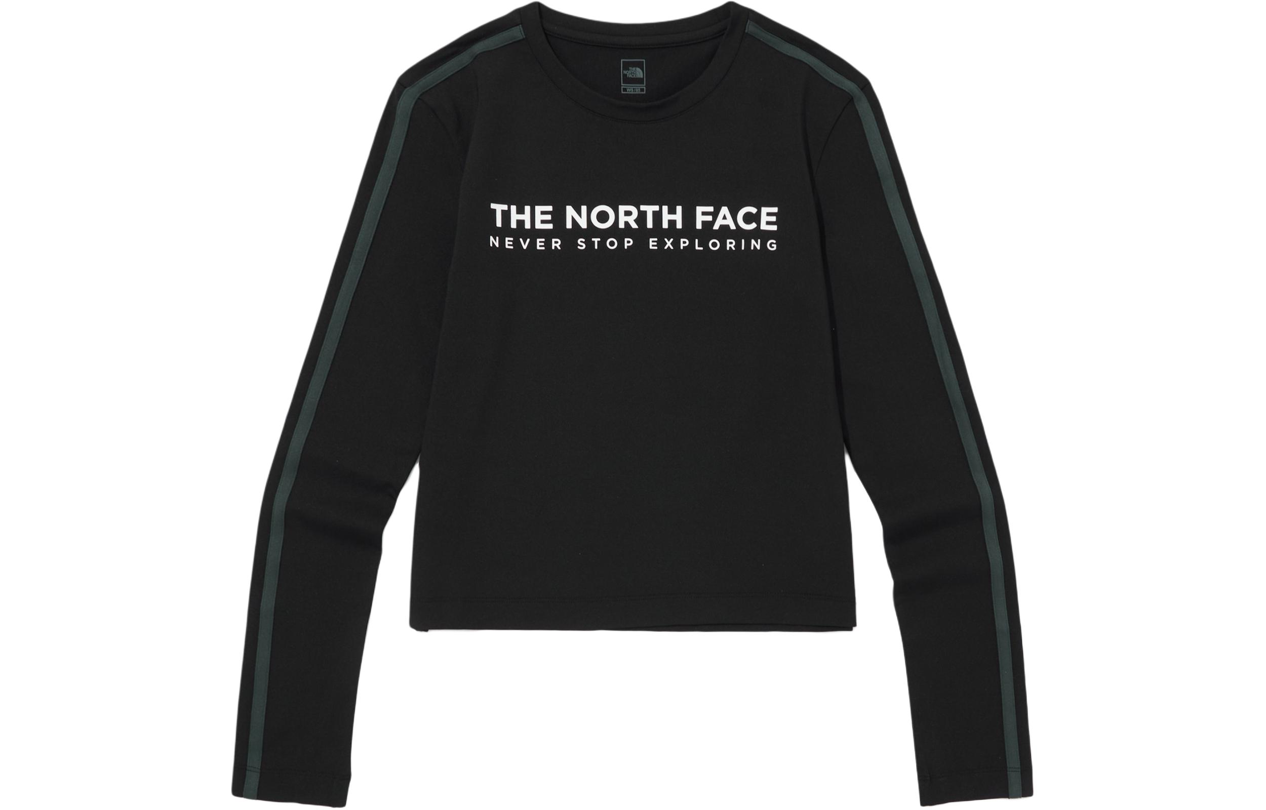 TNF Ice Vibe Logo Print Pullover Long Sleeve Sweatshirt Black Mens NT7TQ18A