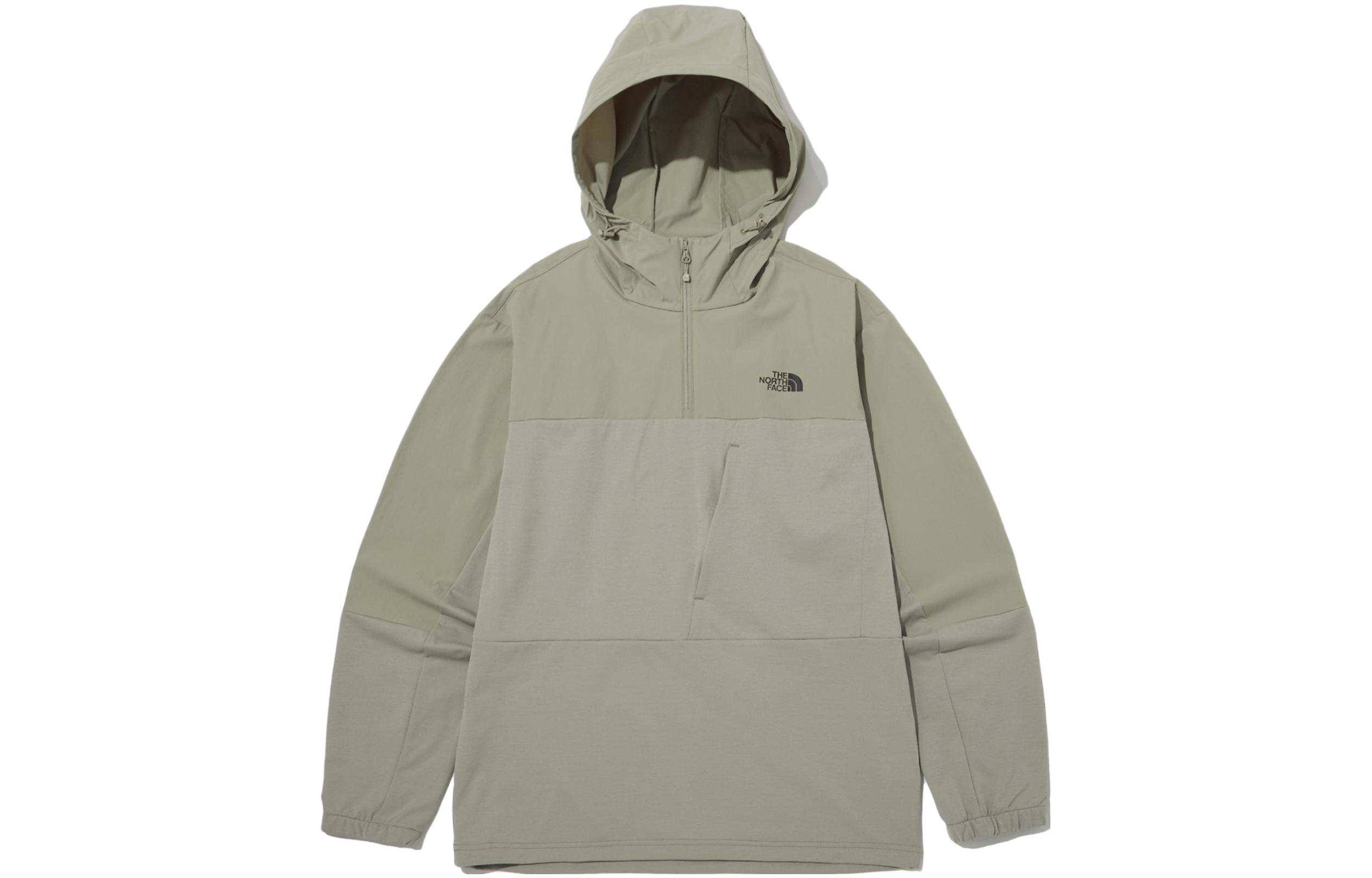 TNF Khaki Half-Zip Hooded Jacket Unisex Solid Color NT7LP03B