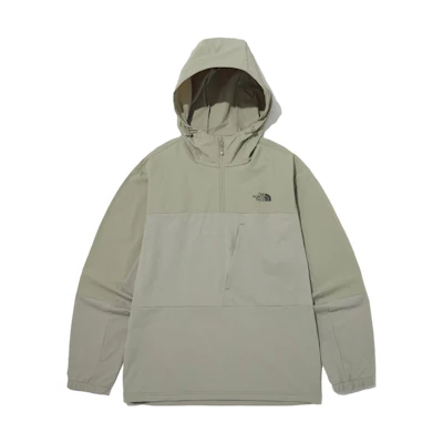 TNF Khaki Half-Zip Hooded Jacket Unisex Solid Color NT7LP03B