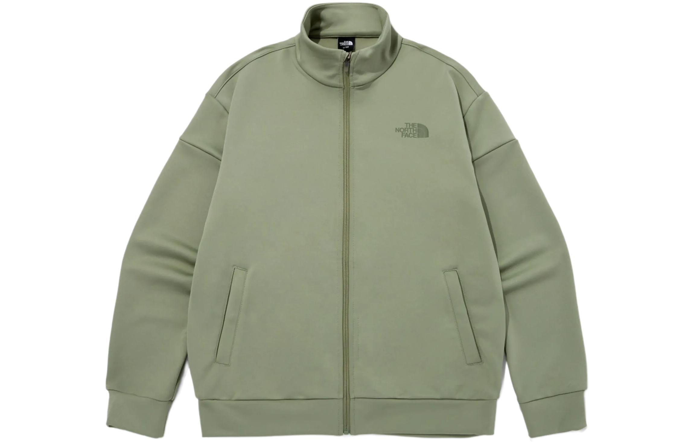 TNF Khaki Logo Stand Collar Zip-Up Jacket NJ5JP12C