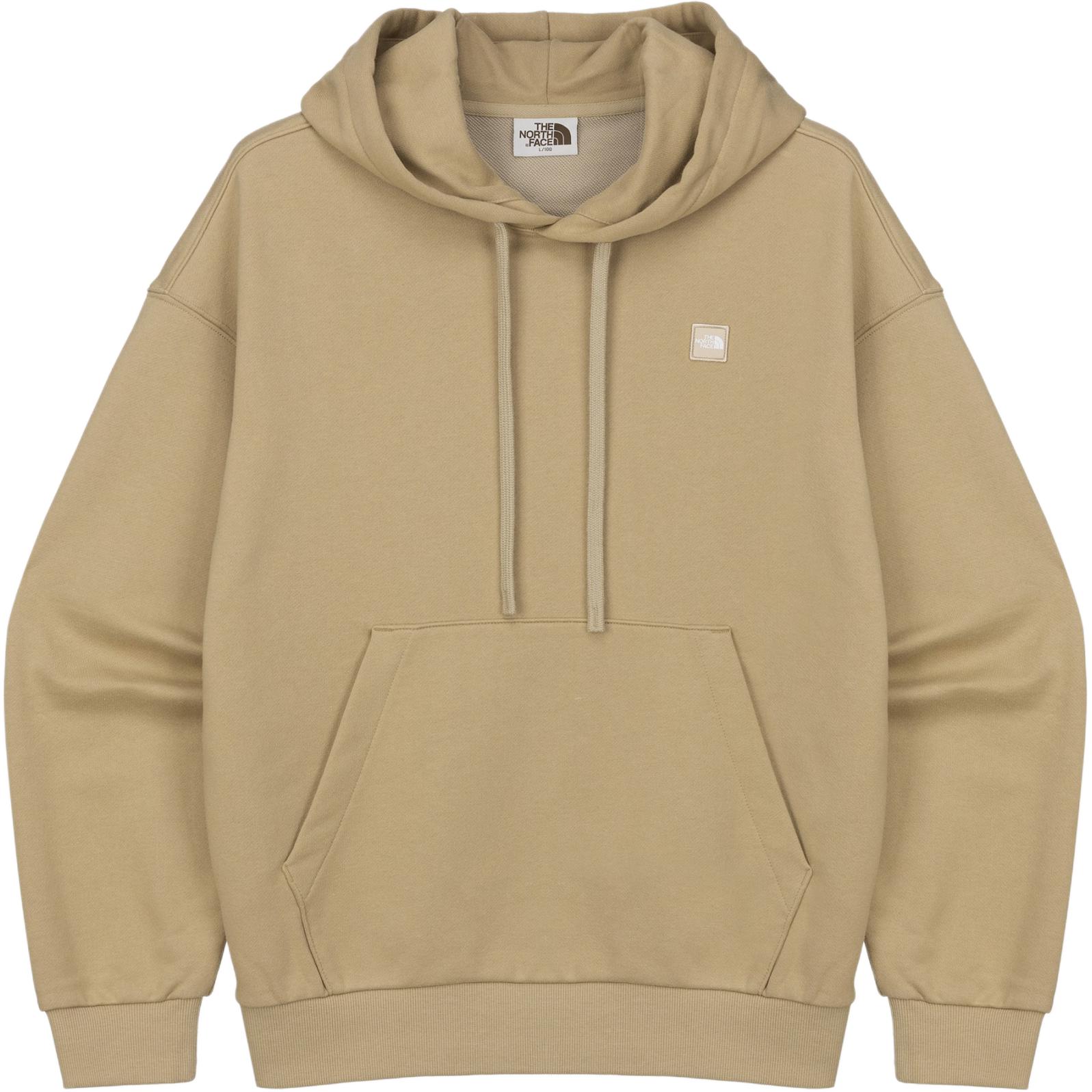 TNF Khaki Unisex Hoodie with Solid Color and Logo Print NM5PQ5-1K