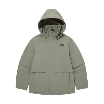 TNF Khaki Zip-Up Hoodie Jacket with Logo Print NJ2HQ04C