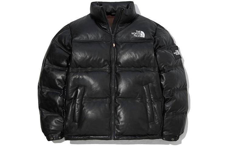 TNF Lambskin Leather Nuptse Down Jacket Unisex Black NJ1DL56K