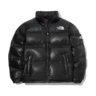 TNF Lambskin Leather Nuptse Down Jacket Unisex Black NJ1DL56K