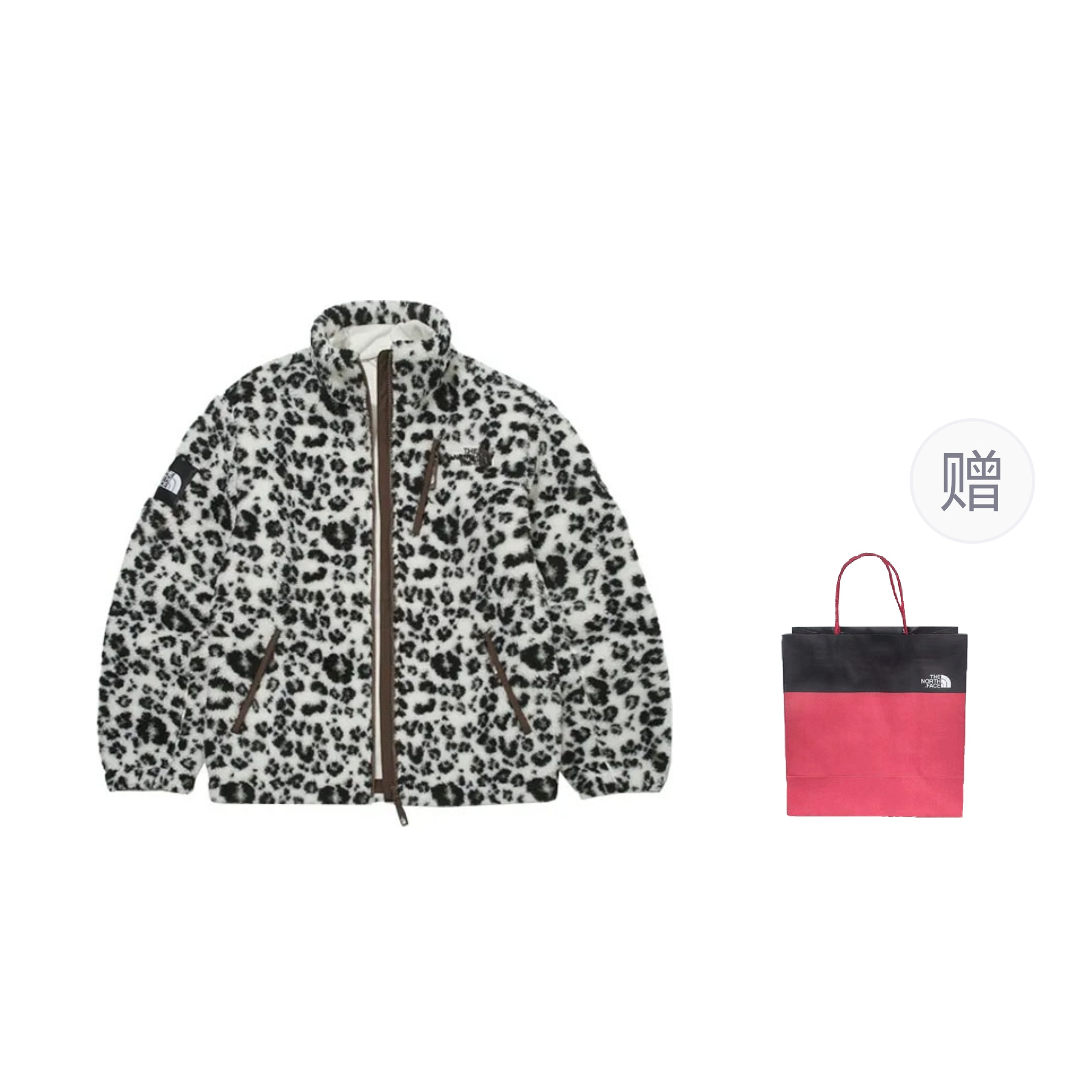 TNF Leopard Print Black Cotton Jacket Unisex Long Sleeve NJ4FM50O 圖 2