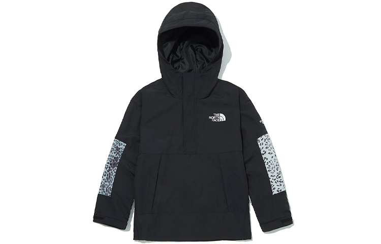 TNF Leopard Print Colorblock Half-Zip Hoodie Jacket Black NA4HM02N