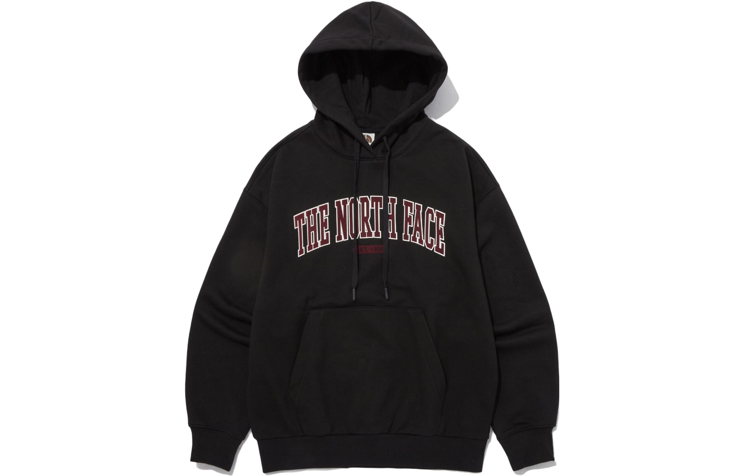 TNF Letter Print Hoodie Black Unisex Long Sleeve Pullover NM5PP50K