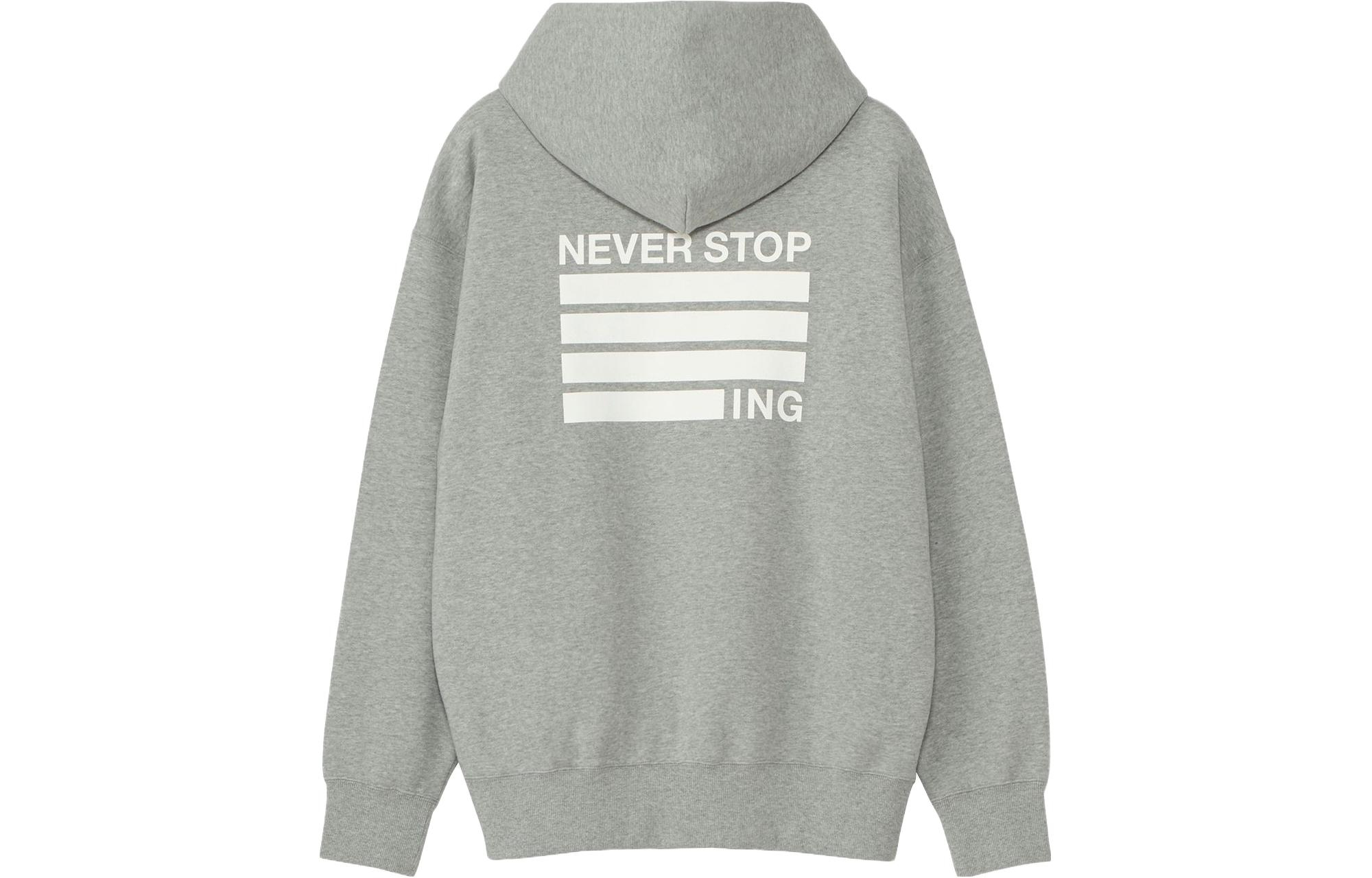 TNF Letter Print Hoodie Pullover in Gray NT62333Z