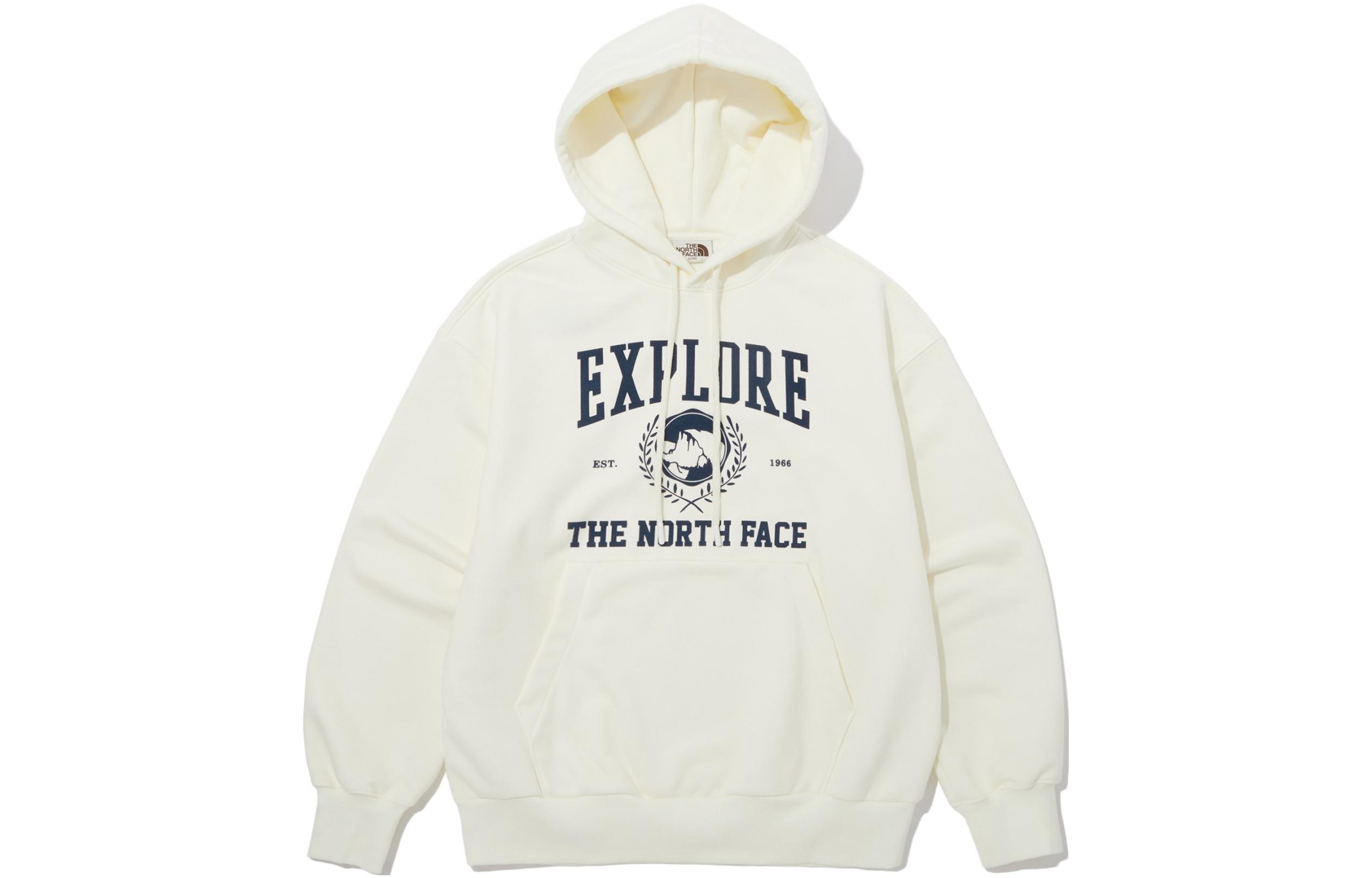 TNF Letter Print Hoodie Unisex Loose Fit Sweatshirt Off-White Color NM5PP51L