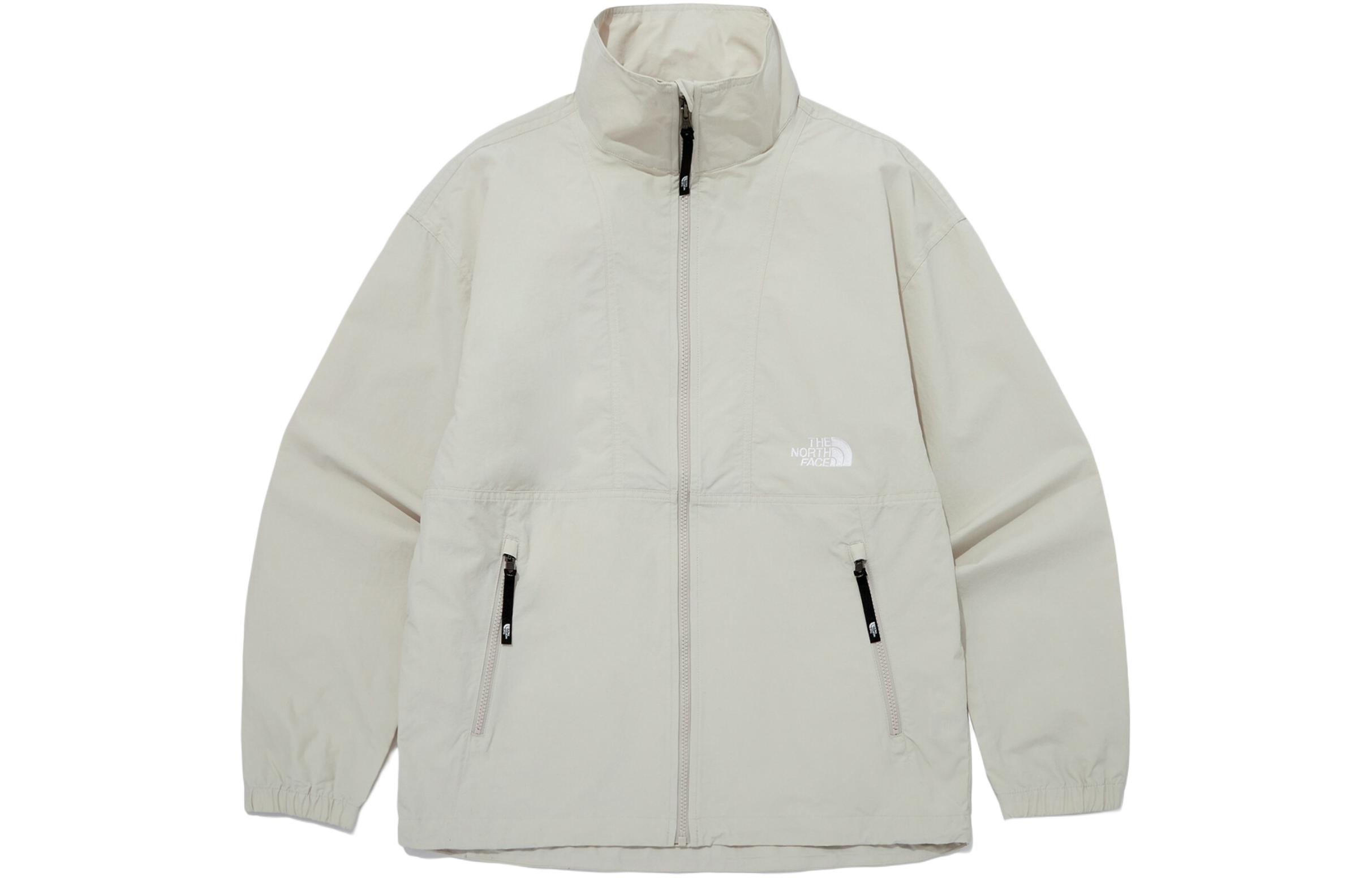 The North Face Letter Print Zip-Up Jacket Gray White NJ3BQ05C