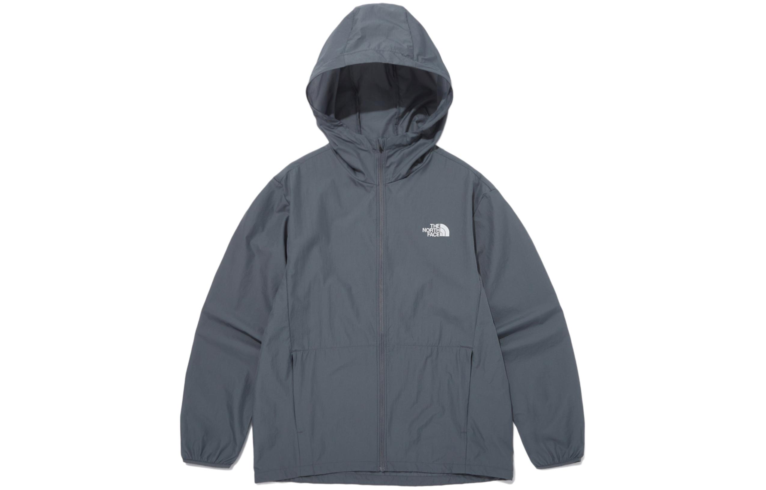 TNF Letter Print Zip Hoodie Jacket Unisex - Gray NJ3LQ10B