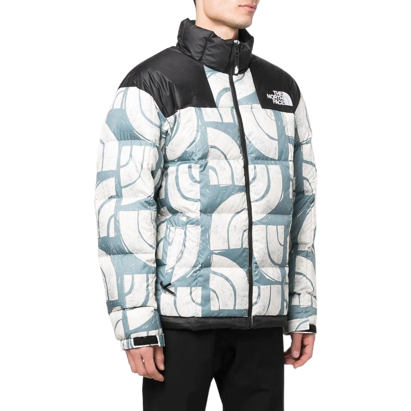 Details for The North Face Lhotse FW22 Logo Print Colorblock Down Jacket Blue NF0A3Y23-537