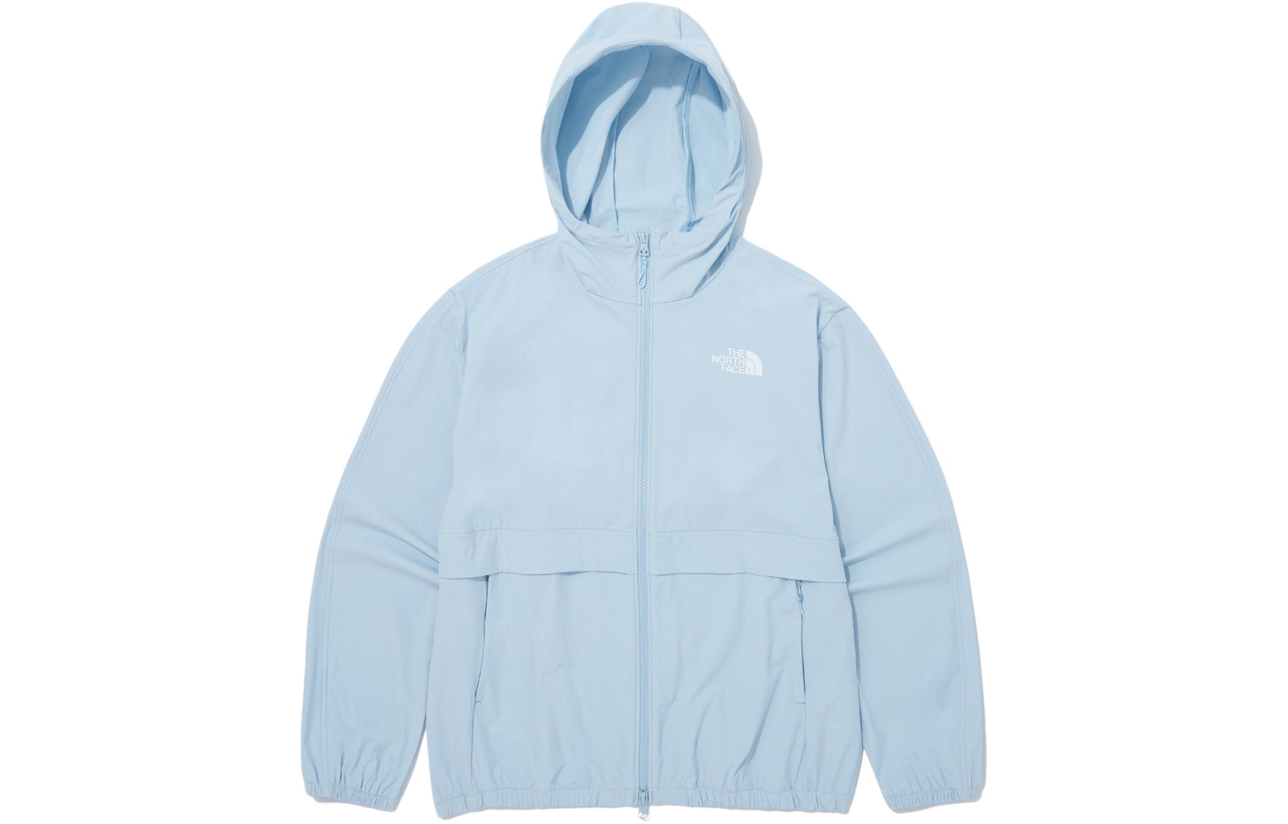 TNF Light Blue Logo Print Hoodie Zip-Up Jacket NJ3BQ08M